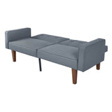 PU Fabric Gray 3-Seat Linen Upholstered Sofa - Omega Lifestyles