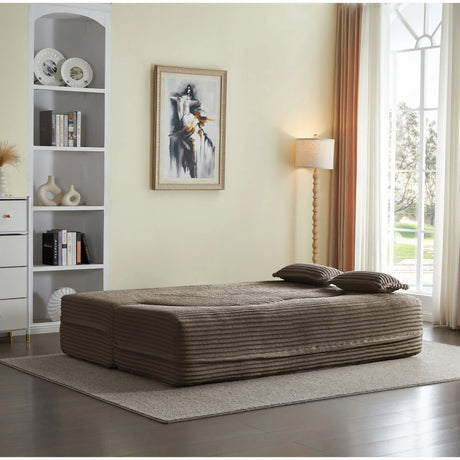 Full Size Plush Corduroy Foam Folding Sofa Bed With Pillows - Omega Lifestyles