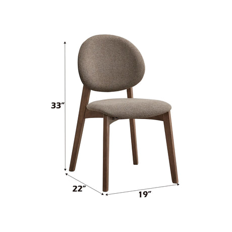 Set of 2 Light Brown Linen Upholstered Walnut Side Chairs - Omega Lifestyles