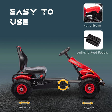 Kids Pedal Go Kart Adjustable Seat Handbrake Ride-On Toy - Omega Lifestyles