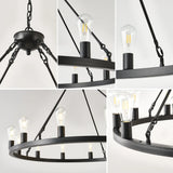 Farmhouse Matte Black Wagon Wheel 12-Light Chandelier - Omega Lifestyles