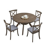 Mid Century Modern Oak Round Dining Table Set With Chairs - Omega Lifestyles