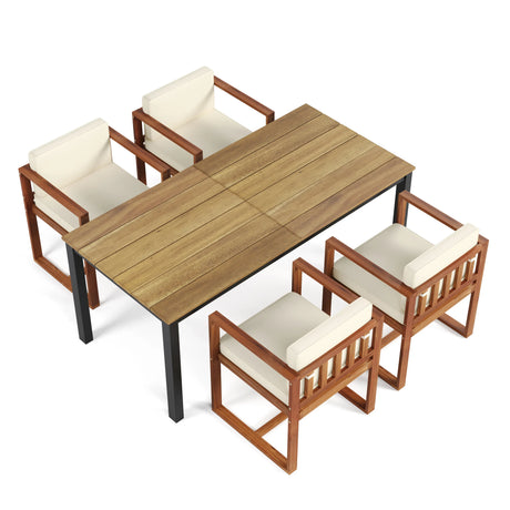 Acacia Wood Patio Dining Table And Chairs Set Of 5 - Omega Lifestyles