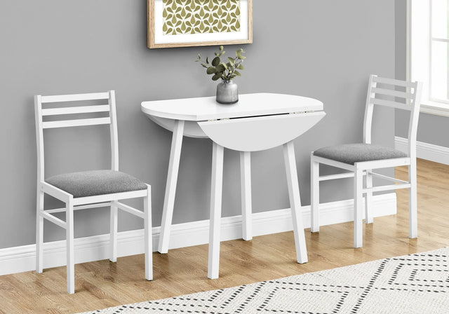 Contemporary 3-Piece White Laminate Dining Table Set - Omega Lifestyles