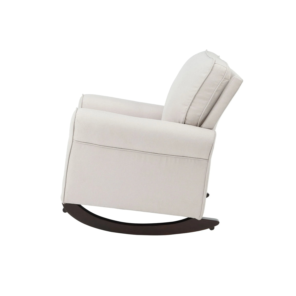 Beige Fabric Pocket Coil Rocking Chair With Wooden Frame - Omega Lifestyles
