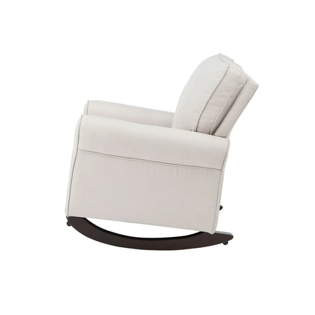 Beige Fabric Pocket Coil Rocking Chair With Wooden Frame - Omega Lifestyles