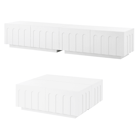 Elegant White MDF TV Stand And Coffee Table Set - Sleep Galleria