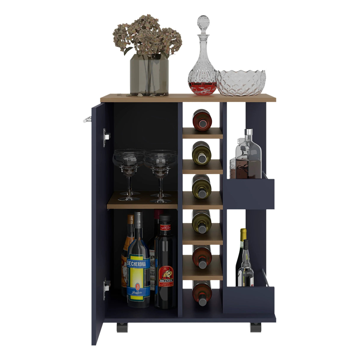 Modern Particle Board Bar Cabinet With Shelves - Omega Lifestyles