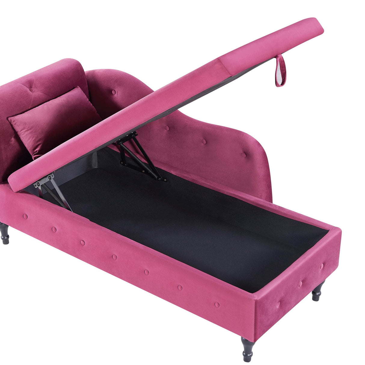 Velvet Upholstered Medium Firm Storage Chaise Lounge Bench - Omega Lifestyles