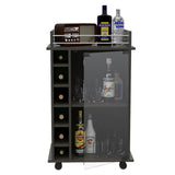 Modern Brown Particle Board Bar Cart With Wine Rack - Omega Lifestyles