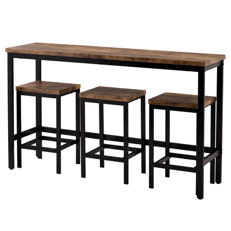 4-Piece Extra Long Counter Height Metal Frame Dining Table Set - Omega Lifestyles