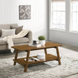 Mid-Century Modern Walnut Wood Shelf Coffee Table - Sleep Galleria
