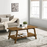 Mid-Century Modern Walnut Wood Shelf Coffee Table - Sleep Galleria