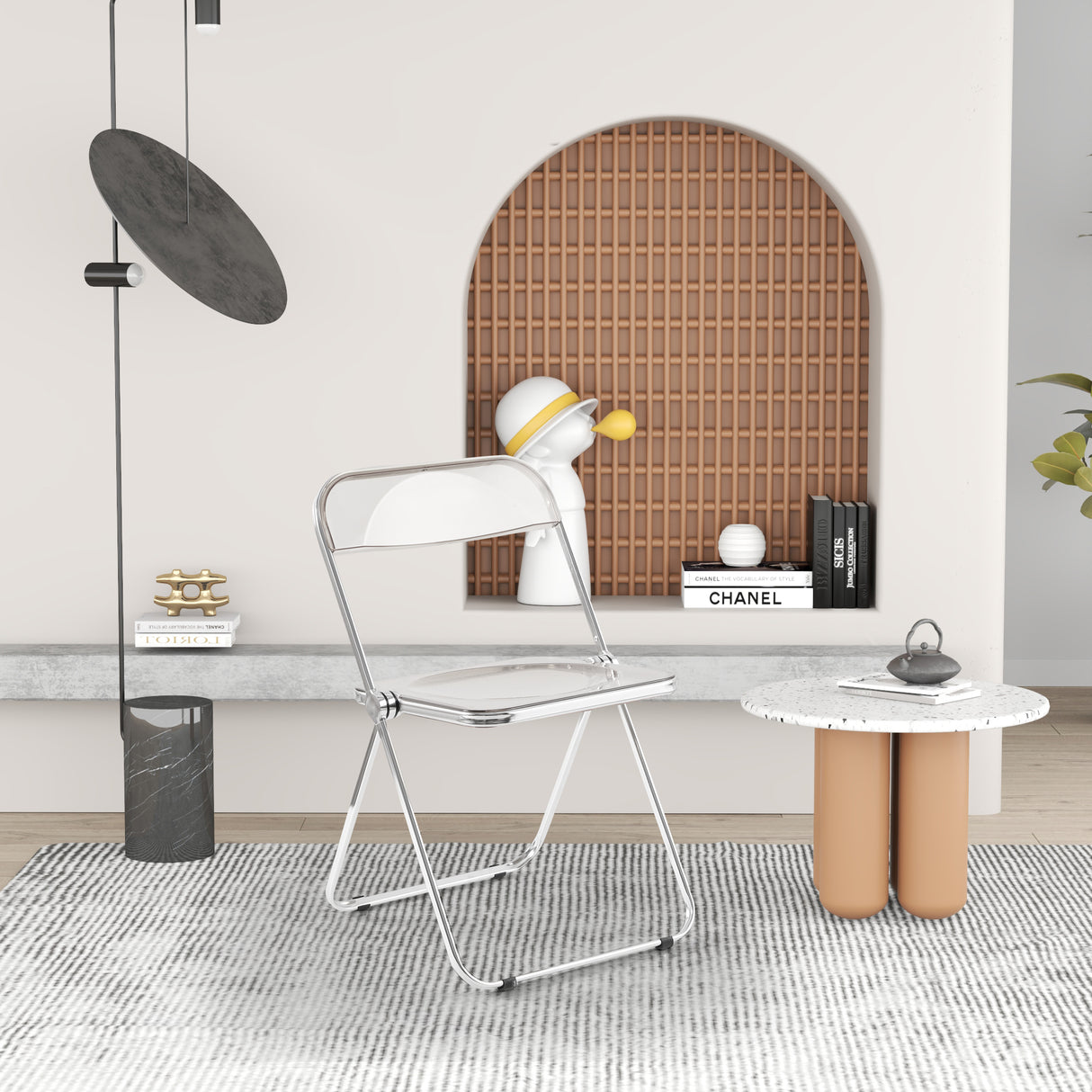 Clear Acrylic Folding Dining Chair With Chrome Frame