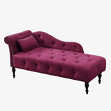 Velvet Tufted Nailhead Trimmed Solid Wood Chaise Lounge - Omega Lifestyles
