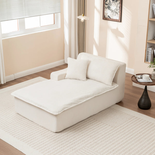 Corduroy Foam Right Armrest Chaise Lounge Chair - Omega Lifestyles