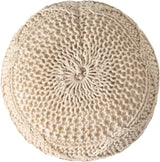Ivory Cotton Knitted Round Pouf Seating Accent - Omega Lifestyles