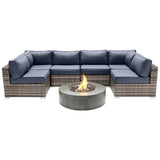 Outdoor 7-Piece Wicker Sectional Seating Group With Fire Pit - Omega Lifestyles