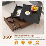 360 Degree Rotating Square Coffee Table With Drawers - Omega Lifestyles