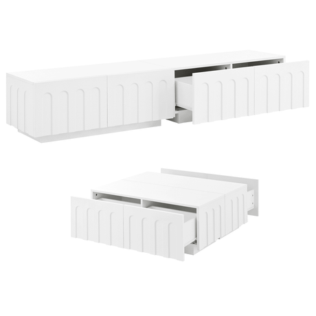 Elegant White MDF TV Stand And Coffee Table Set - Sleep Galleria