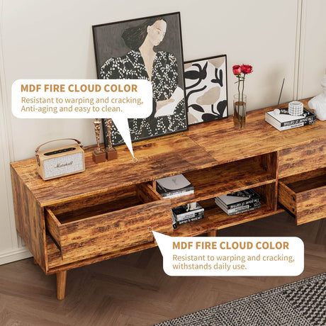 63-Inch Vintage Style Brown MDF TV Stand - Sleep Galleria