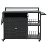 Multifunctional Outdoor Serving Cart With Foldable Tabletop