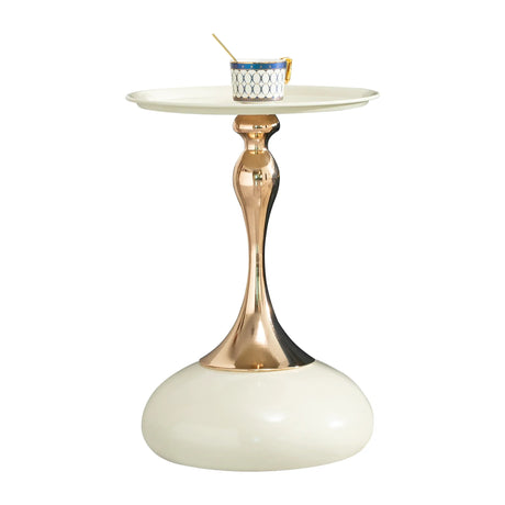 Modern Round Milk White Carbon Steel Side Table - Omega Lifestyles