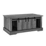Rustic Grey MDF Sliding Barn Door Coffee Table - Omega Lifestyles
