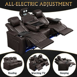 Genuine Leather Power Recliner With RGB LED Lighting - Omega Lifestyles