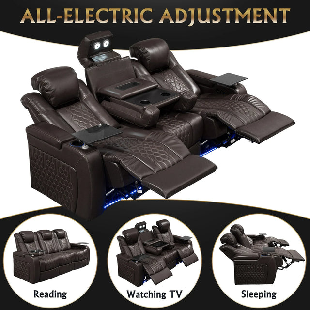 Genuine Leather Power Recliner With RGB LED Lighting - Omega Lifestyles