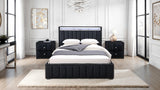 Full Black Fabric Upholstered Full Bed Frame 3-Piece Set