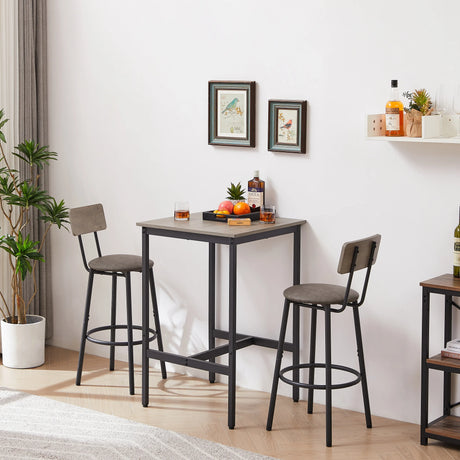 Rustic Grey Particleboard Bar Table Set With 2 Stools - Omega Lifestyles