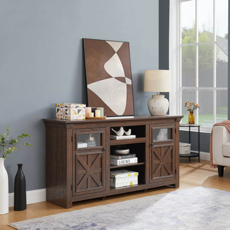 Farmhouse Style Espresso TV Stand Console Cabinet - Sleep Galleria