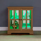 Antique Oak LED Glass Display Cabinet With Adjustable Shelves - Omega Lifestyles
