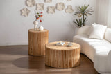 Set of 2 Natural MDF Fir Round Coffee Tables - Omega Lifestyles
