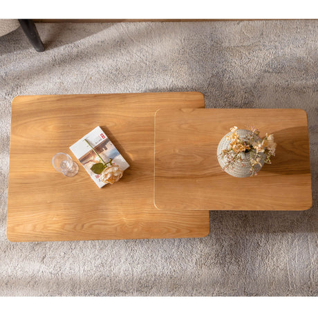 Vintage Style Natural Wood Grain Coffee Table Set Of 2 - Sleep Galleria