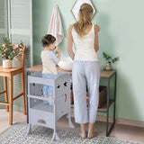 Foldable Wooden Kids Kitchen Step Stool With Safety Rail - Omega Lifestyles