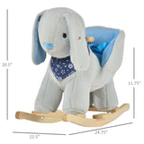 Plush Grey Bunny Ride-On Rocking Horse Toy - Omega Lifestyles