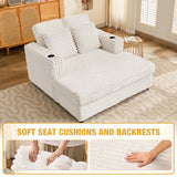 Oversized Soft Corduroy Lounge Chair With USB Ports - Omega Lifestyles