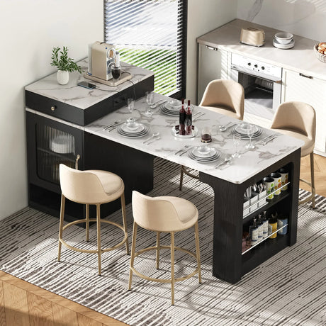Extendable Dining Table Kitchen Island With Storage - Omega Lifestyles