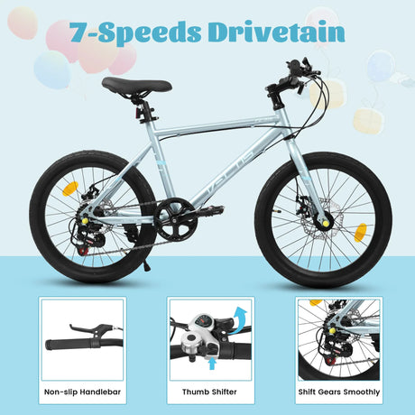 20-Inch Kids Steel Frame 7-Speed Disc Brake Bike - Omega Lifestyles