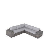 4-Piece Modern Gray Rattan Wicker Seating Group With Cushions