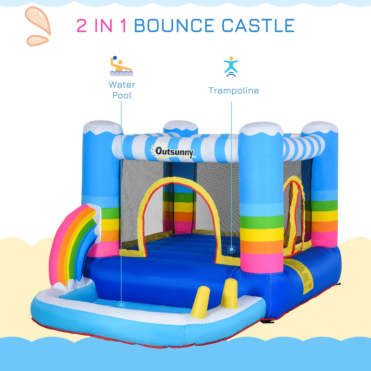 Inflatable Kids Bounce House With Trampoline Pool Slide - Omega Lifestyles