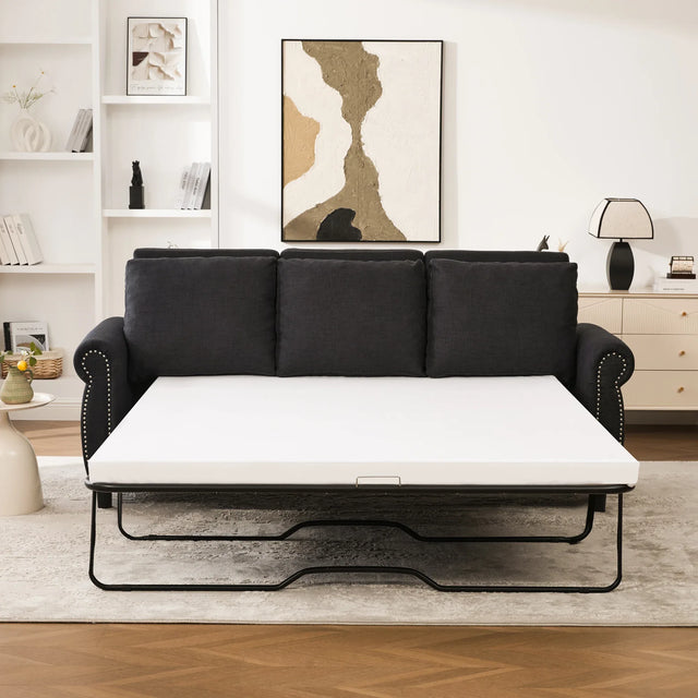 Modern Linen 2-in-1 Sleeper Sofa Bed With Memory Foam Mattress - Omega Lifestyles
