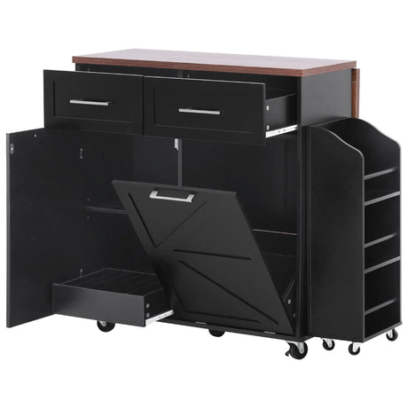 Farmhouse MDF Kitchen Island With Drop Leaf And Storage - Omega Lifestyles