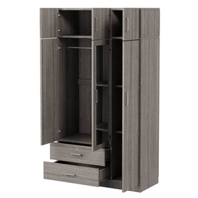 Modern Gray Particle Board 3-Door Mirror Wardrobe - Omega Lifestyles