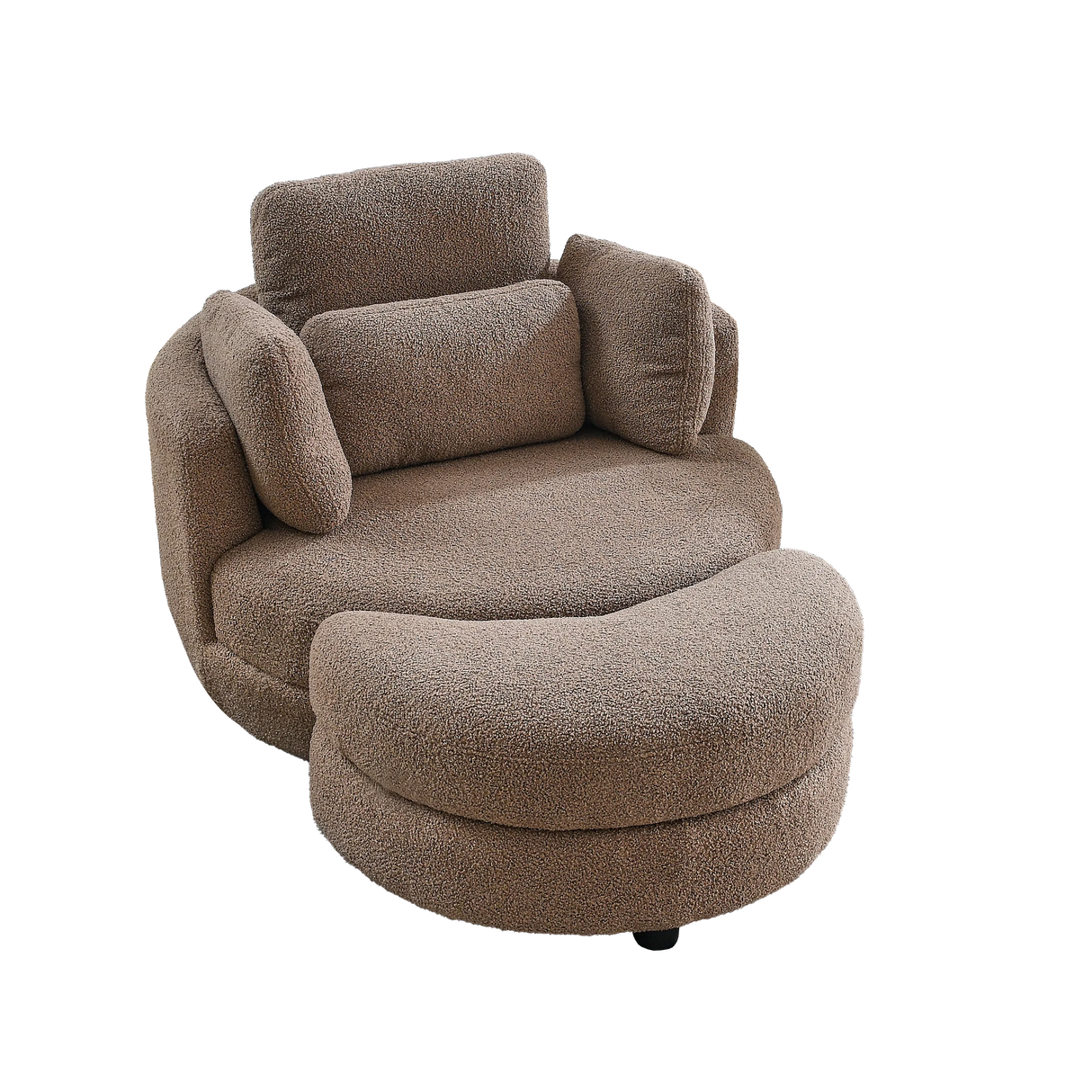 Oversized Modern Swivel Fabric Lounge Chair With Ottoman - Omega Lifestyles