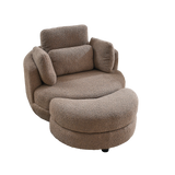 Oversized Modern Swivel Fabric Lounge Chair With Ottoman - Omega Lifestyles