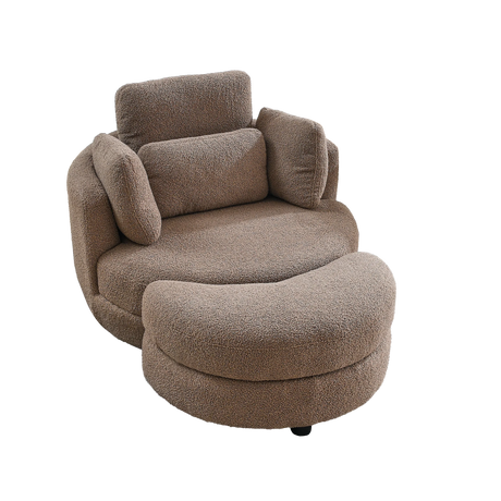 Oversized Modern Swivel Fabric Lounge Chair With Ottoman - Omega Lifestyles