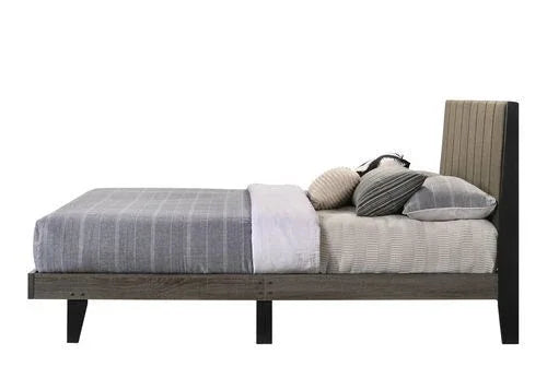 Queen Brown Fabric And Synthetic Wood Bed Frame - Omega Lifestyles
